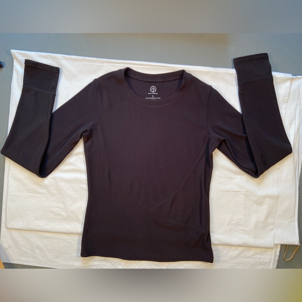 Move Theology, Long sleeve, crew neck shirt, Ribbed, size Large